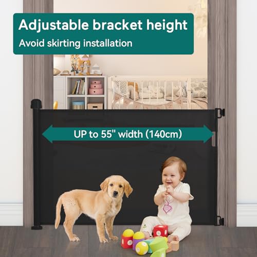YOOFOR Retractable Baby Gate 33 Tall 55 Wide Black