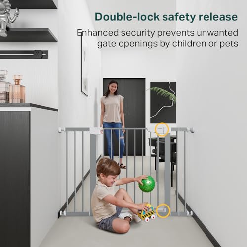 Cumbor 297-46 Inch Baby Gate for Stairs and Doors