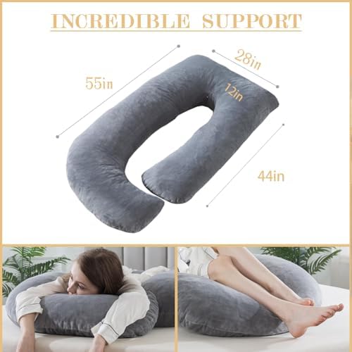 WhatsBedding J-Shaped Pregnancy Pillow for Full Body Support