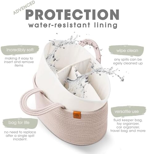 JJOO 2-in-1 Diaper Caddy with Water-Resistant Lining