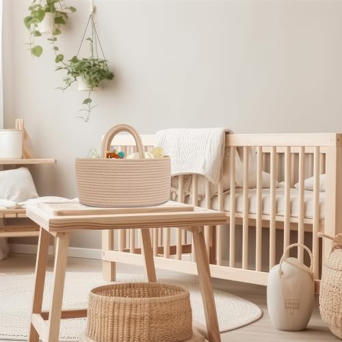 JUNBOLE Diaper Caddy Organizer Cotton Rope Baby Basket