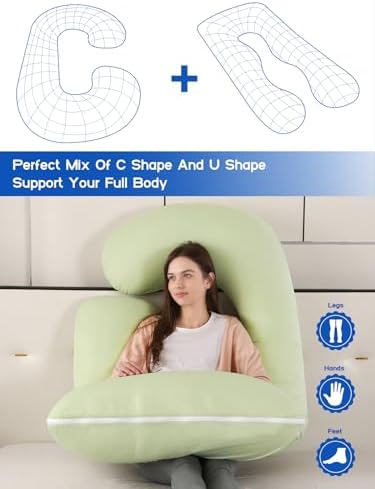 Wndys Dream 60 Inch Pregnancy Pillow with Cooling Velvet Cover