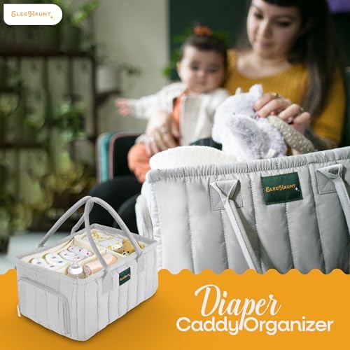 Large Diaper Caddy Organizer with Handle Gray 1
