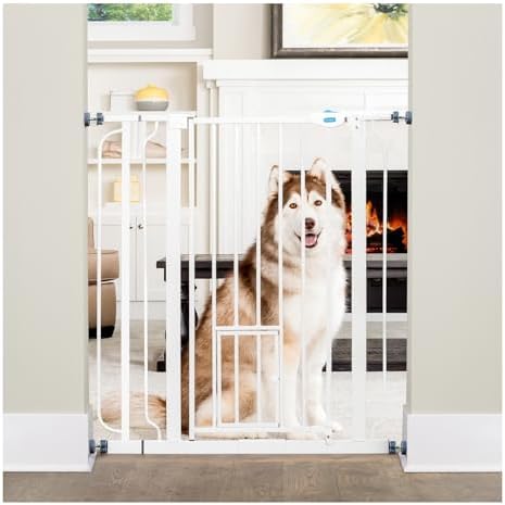 Carlson Extra Tall Walk Through Pet Gate with Small Pet Door 1