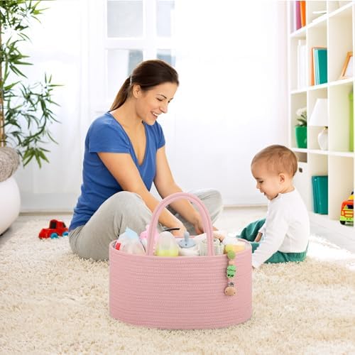 COMSE Large Diaper Caddy Organizer with Removable Dividers and Gift Bag
