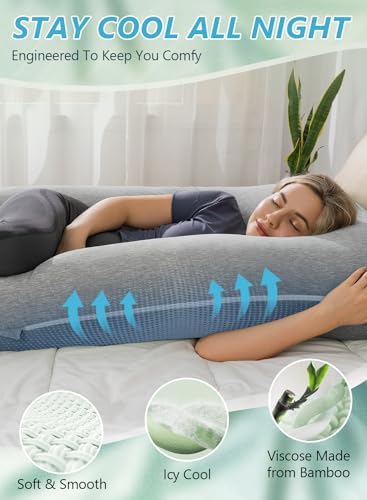 Meiz Cooling Maternity Pillow Grey 55 Inch U Shaped