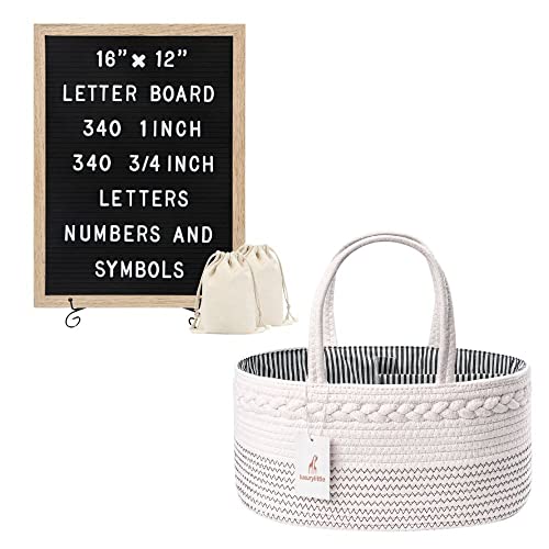 Luxury Little Baby Diaper Caddy and Felt Letter Board Bundle