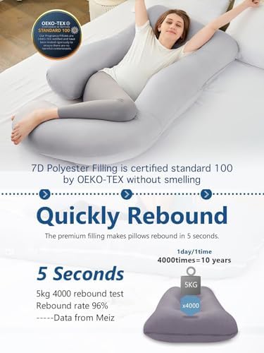 ZZZhen G Shaped Pregnancy Pillow - 56 Inch Support Back Hips Legs