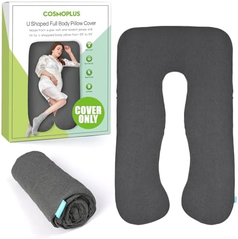 COSMOPLUS U-Shaped Full Body Pillow Case Heather Grey 1