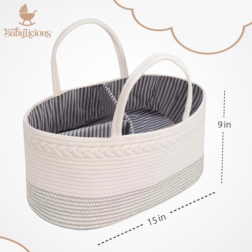 Babylicious Diaper Caddy Organizer with Cotton Rope - Large Newborn Storage