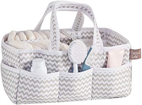 Dove Gray Chevron Storage Caddy Organizer - 12x6x8 inches