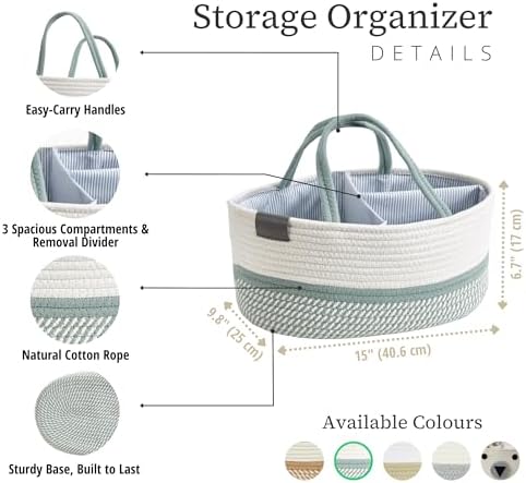 DECOMOMO Baby Caddy Organizer Large Sage Green White 1
