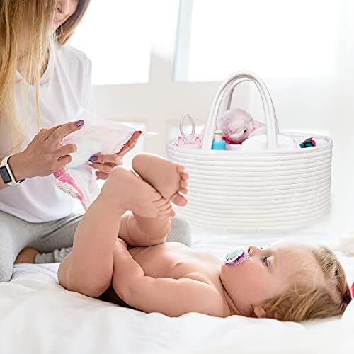 ABenkle Baby Diaper Caddy with Cotton Rope Basket