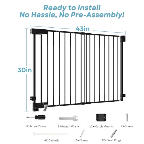 HUNTEA No Bottom Bar Stair Baby Gate - Adjustable 29 to 435