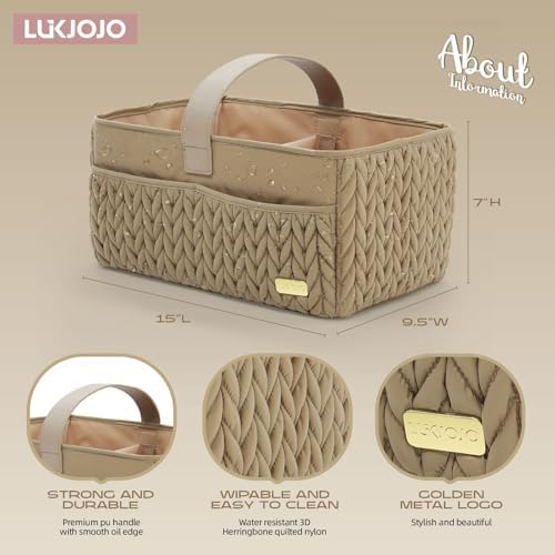 LUKJOJO Baby Diaper Caddy Organizer Beige