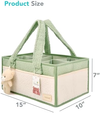 YOSING Diaper Caddy Organizer with 13 Pockets - Green and White