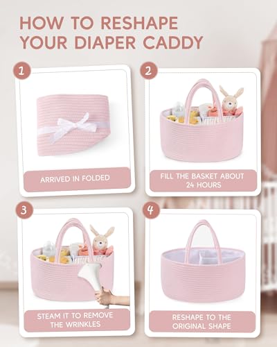 Maliton Baby Diaper Caddy Organizer with Cotton Rope Basket 1