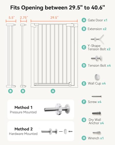 COMOMY 36 Tall Sturdy Baby Gate with Auto Close