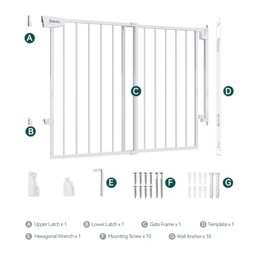 Babelio 297-465 Stair Gate with Auto Close and No Bottom Bar White