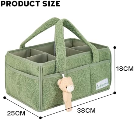 BuzzBloom Baby Teddy Diaper Caddy Organizer Sage 1