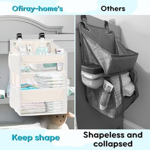 Ofiray-home Hanging Diaper Caddy 2-Tier with Mesh Pockets