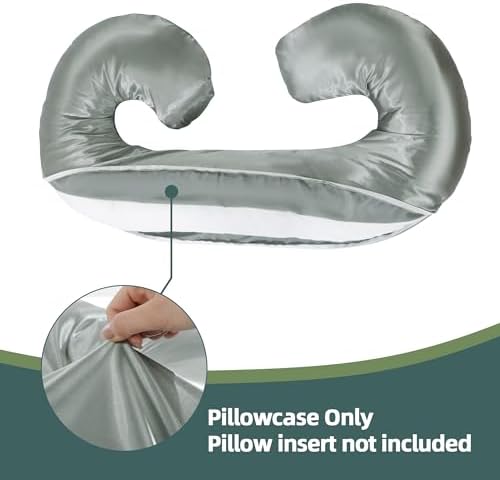BALAPET Silky Satin Pregnancy Pillow Case C Shaped Dark Grey