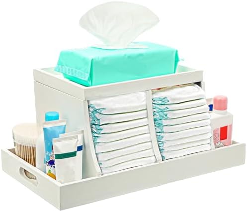 Three Colors Diaper Organizer with Wood Accents