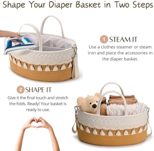 SEBRAM Diaper Caddy Organizer Brown