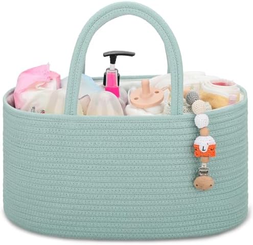 COMSE 2 Pack Baby Diaper Caddy Organizer Light Green