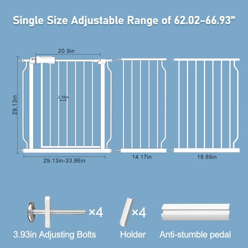 ALLAIBB Extra Wide Auto Close Baby Gate for Stairs and Doors