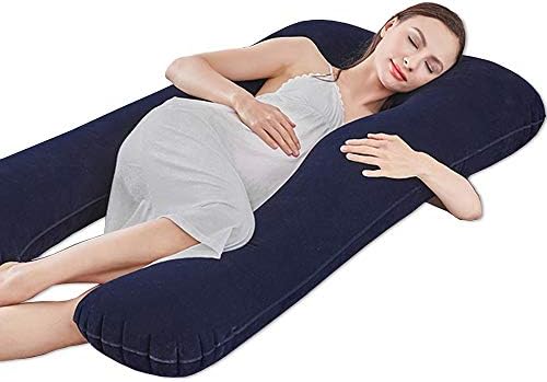 Updated 55 Inch Inflatable Pregnancy Pillow with Flocked Fabric