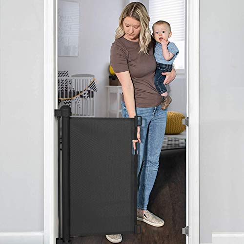 YOOFOR Retractable Baby Gate 33 Tall 55 Wide Black