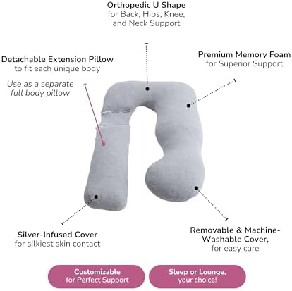 Araluna Adjustable Memory Foam Pregnancy Pillow with Bamboo Cover