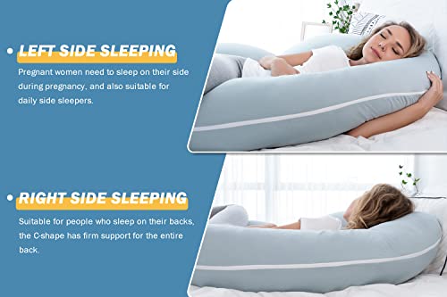 INSEN C-Shaped Pregnancy Pillow with Cooling Cotton Cover