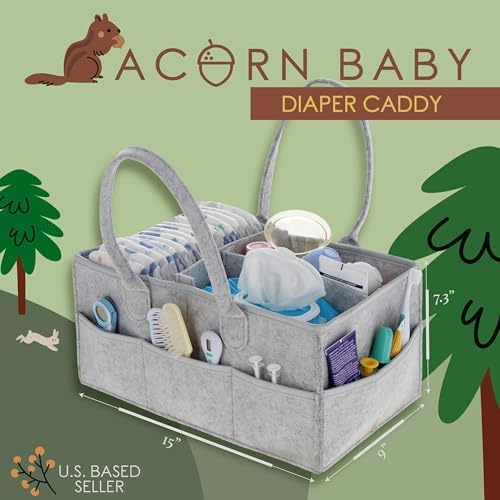 Acorn Baby Diaper Caddy Organizer - 15x9in Marble Gray Felt