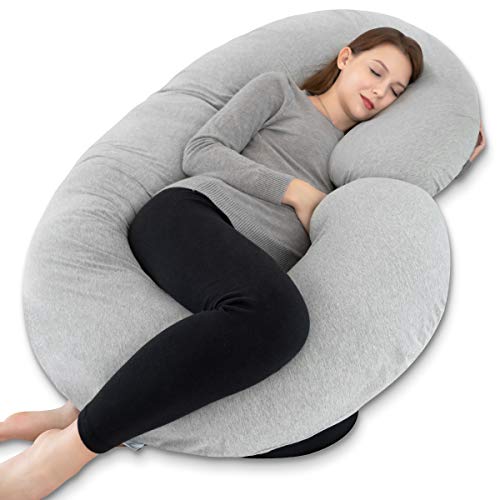 INSEN Pregnancy Pillow with Grey Jersey Cover