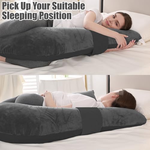 Anfrandce Pregnancy Pillow with Adjustable Support Grey