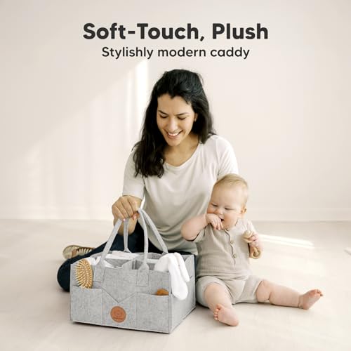 KeaBabies Baby Diaper Caddy Organizer with Handle - Classic Gray 1