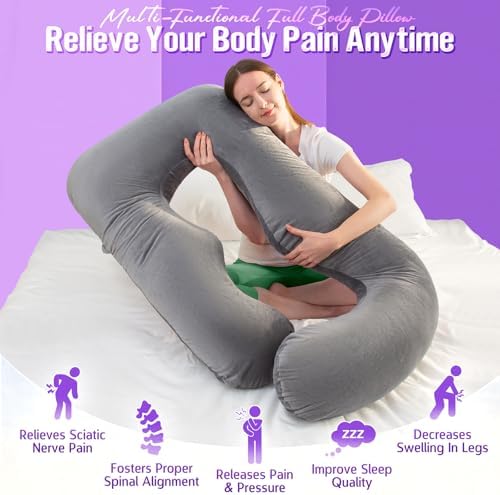 AMCATON U-Shaped Pregnancy Pillow with Velvet Cover