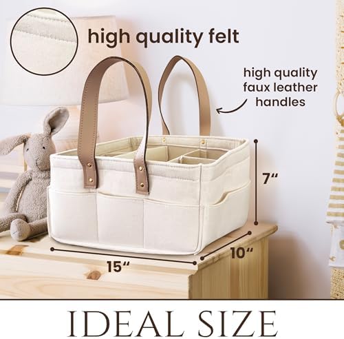 Diaper Caddy with Leather Handle Adjustable Storage