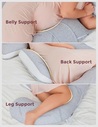 Momcozy G-Shape Pregnancy Pillow with Air Layer Cover