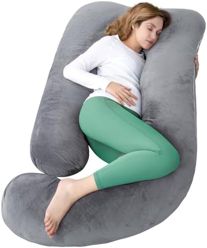 AMCATON U-Shaped Pregnancy Pillow with Velvet Cover