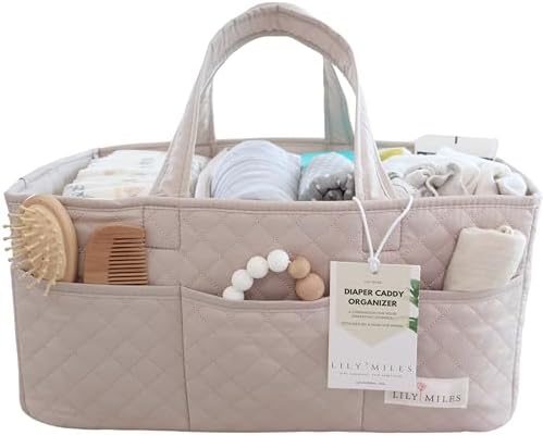 Lily Miles Baby Diaper Caddy Organizer - Soft Sand
