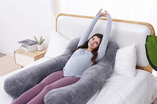 AS AWESLING Pregnancy Pillow with Removable Velvet Cover