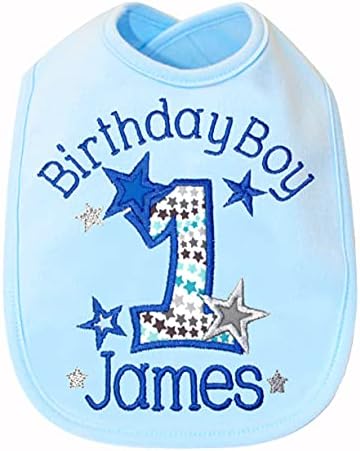 Fantasy Kids Designs 1st Birthday Boy Bib with Custom Name