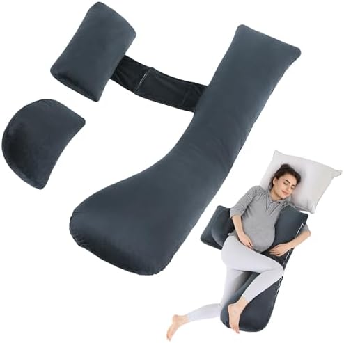 HOMBYS Shredded Memory Foam J-Shaped Pregnancy Pillow