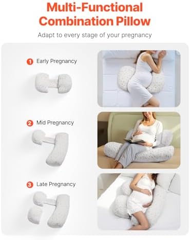 VEVOR Pregnancy Pillows Adjustable Maternity Pillow with Removable Cover