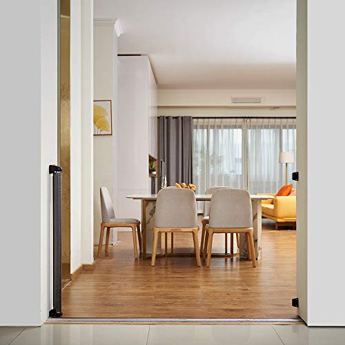 EasyBaby Extra Wide Retractable Baby Gate 33 Tall 71 Wide Grey