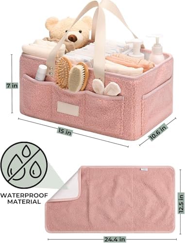 Toodly Baby Diaper Caddy with Changing Mat and Burp Cloth - Pink 1