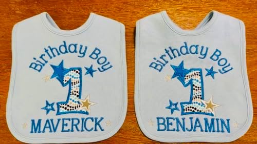 Fantasy Kids Designs 1st Birthday Boy Bib with Custom Name